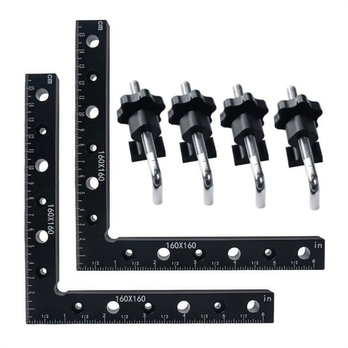 Serre-joint D'angle Ajustable 4 Mâchoires - Idéal Pour Cadres, Armoires, Tiroirs - Facile à Utiliser, Protection Anti-rayures - 9