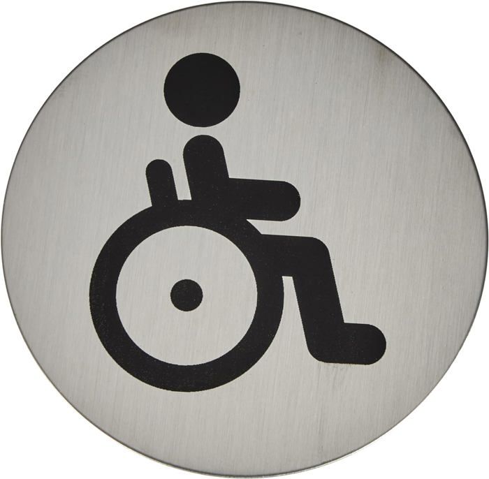 AUA Signaletique Targa Per WC Disabili In Alluminio Spazzolato – 130x130 Mm – Stampa UV – Segnaletica Per Bagno