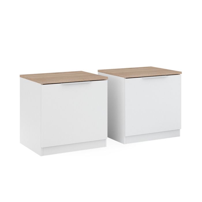 Table de chevet Betti Lot de 2 Blanc/Sonoma Vicco 41546 Table de chevet Betti Lot de 2 Blanc/Sonoma Vicco 41546