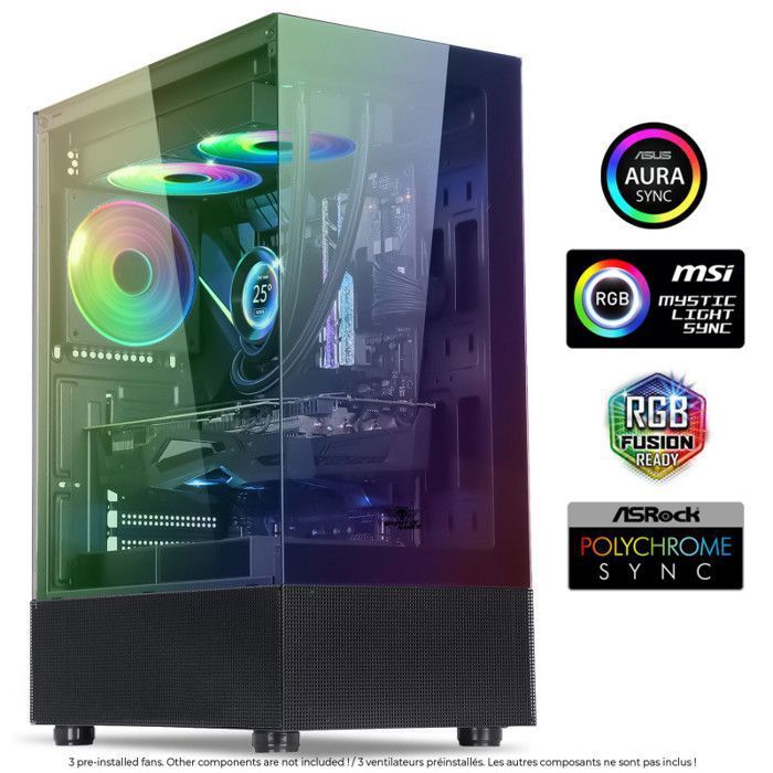 Boîtier PC Gamer SPIRIT OF GAMER SPECTRA RGB 3 Ventilateurs 120 mm Compatible ATXmATX