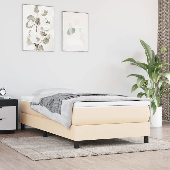 Excellent Cadre de lit - 1 place pour adulte - crème 80x200 cm tissu - matelas non inclusTOPBF149573908