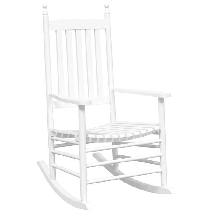 Fauteuil à bascule - UU - rocking chair - avec table pliable - blanc bois massif peuplier S1263