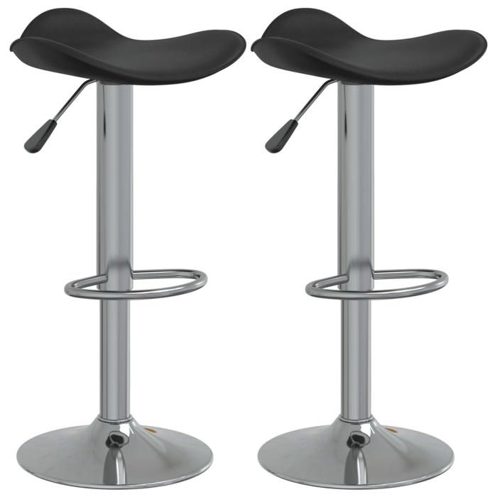 Chaises de bar CLOUD lot de 2 Tabourets Hauts Siège Haut noir acier chromé et cuir artificiel LV653