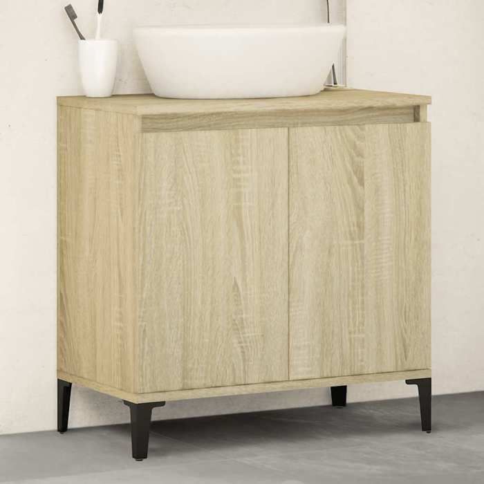 Bon marché - Colonne sous lavabo - Meuble dévier chêne sonoma 58x33x60 cmBois dingénierie plds691250