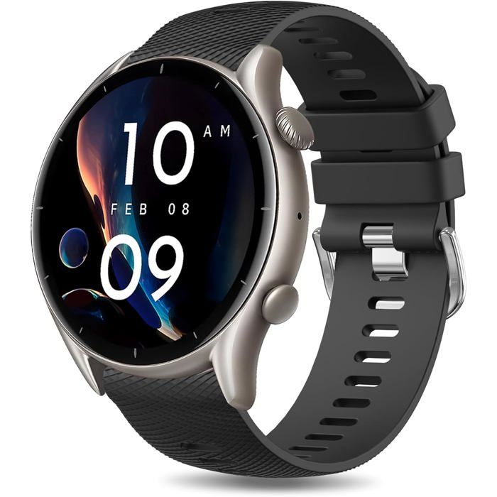 Bracelet Silicone 22Mm Compatible Amazfit GTR 4/3 Pro/3/2/2E GTR 47Mm Stratos 2/3 Noir Homme Femme