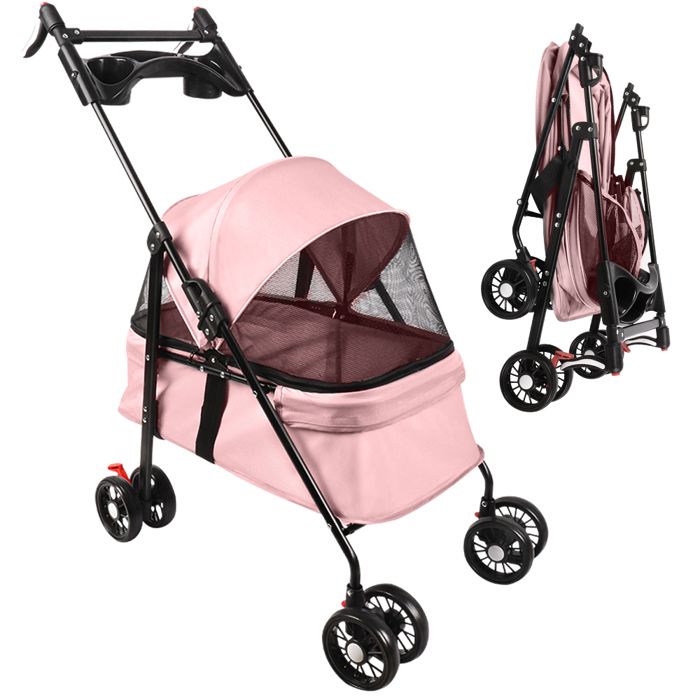 Comparer les prix de ROSE Poussette pliable pour animaux avec Doublure Amovible Chariot pour Chien et Chat Roues Amortissantes Pneus Rotatifs à 360°