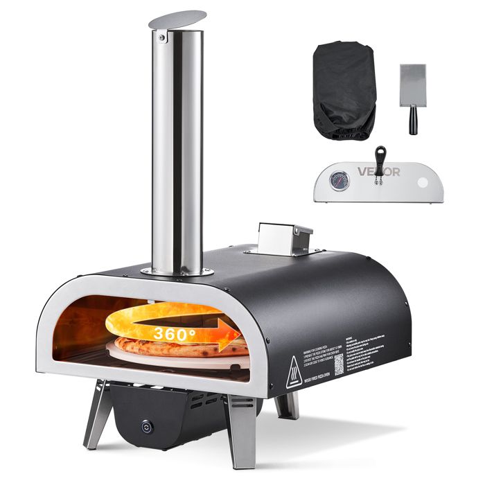 Four à Pizza d’Extérieur 305 mm-VEVOR-Thermomètre et Rotation Électrique-pour Camping Jardin Terrasse