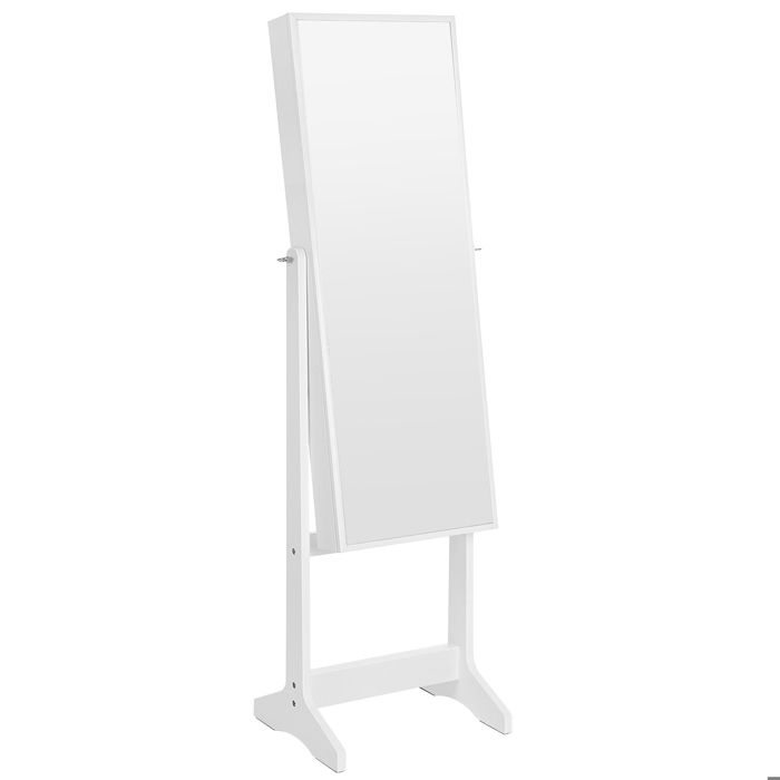Armoire à bijoux avec Miroir Organisateur à bijoux Verrouillable idée cadeau Blanc