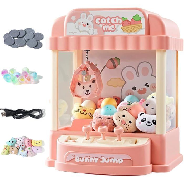 Machine à Griffes pour Enfants Mini Rose - Jouets en Peluche et Musique