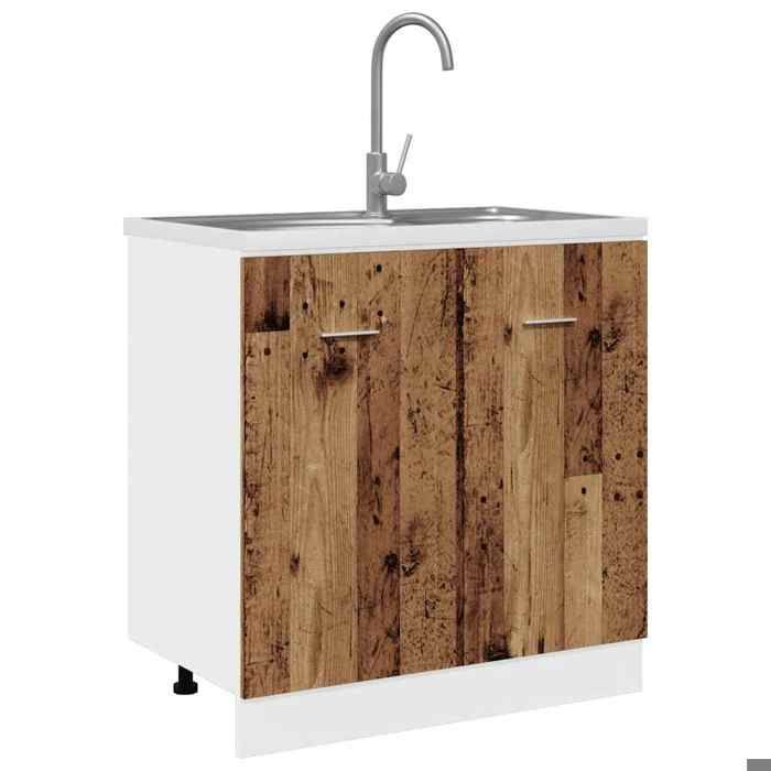 73138 Meuble sous-évier Lyon Bois ancien 80x46x815 cm Bois dingénierie（Printemps/été soldes）