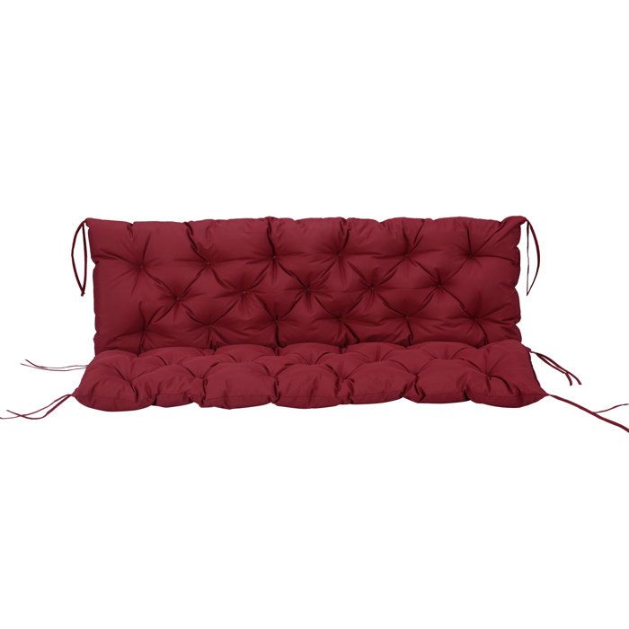 Coussin de banc 3 places - 150x98x8 cm - Rouge - Polyester - Rembourrage épais en mousse