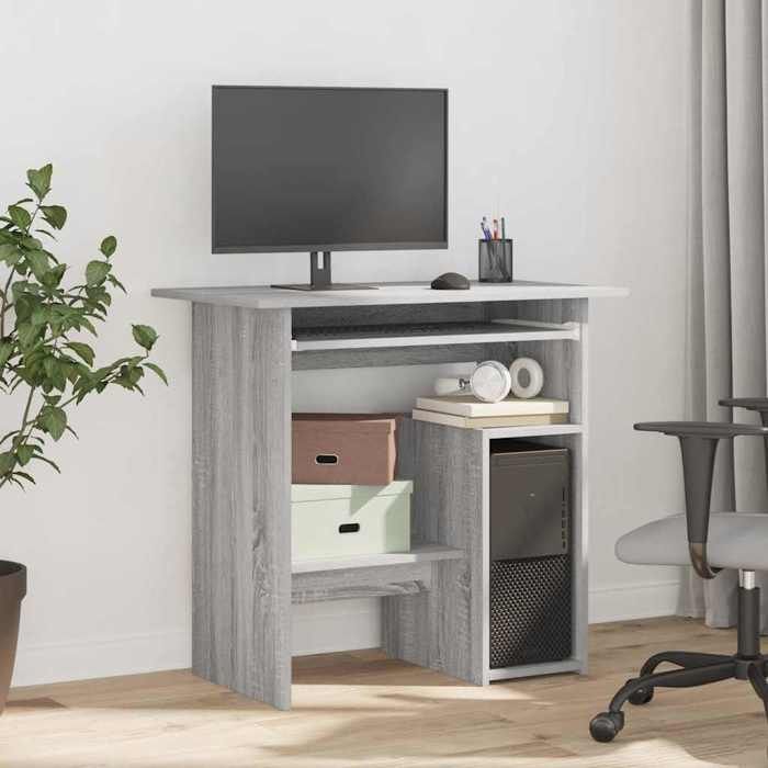 (NEW 2026)Meuble ordinateur/Bureau PC - CLOUD - Cabinet de Bureau Sonoma gris 80x45x74 cm - Bois dingénierie 1984464