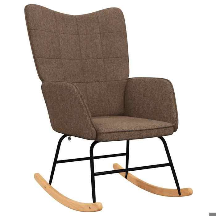 Fauteuil Allaitement - Brun - Chaise à bascule - Rocking Chair - avec tabouret - Marron Tissu 61x78x98 cm F1473