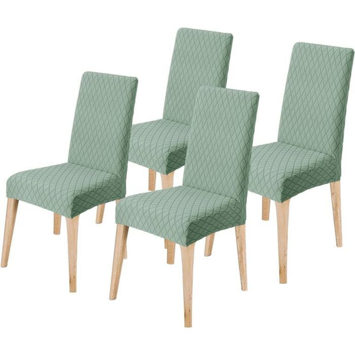 Housse de Chaise Extensible 4 Pièces Housse de Salle à Manger Amovible Lavables Couverture de Chaise Vert Haric COUSSIN DE CHAISE