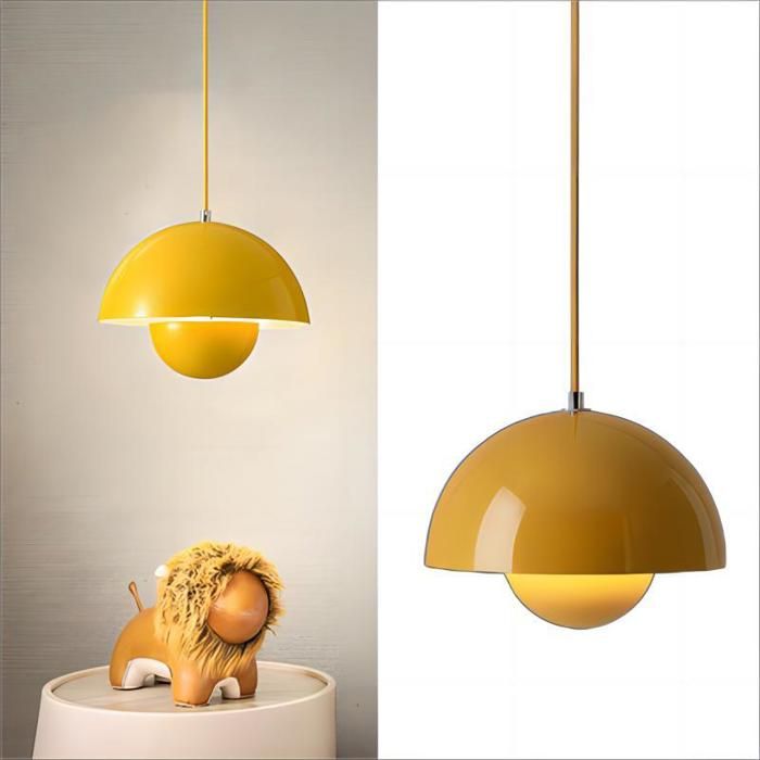 Suspension luminaire - SMOTOP - Lot de 2 - 2x E27 - Design scandinave jaune
