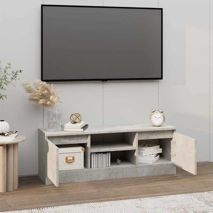 Meuble TV{1 pièce} Cadre fiable élégant et pratique avec porte Gris béton 102 x 30 x 36 cm fdv14q
