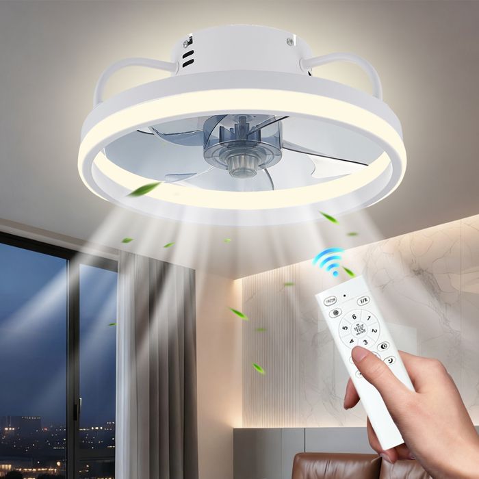 Ventilateur de plafond blanc silencieux à intensité variable ventilateur LED