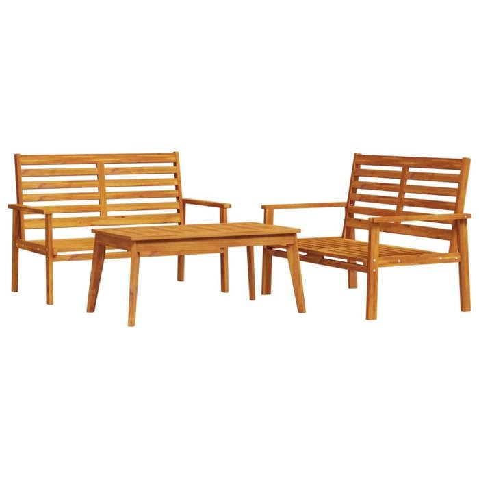 VD Ensemble de salon de jardin 3 pcs bois dacacia solide Mobilier outdoor @EU5191BONE