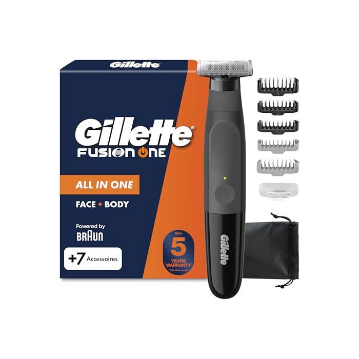 Tondeuse et rasoir électrique GILLETTE Fusion One Hybride tout en un Tête pivotante Batterie rechargeable