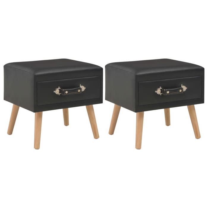 Lot de 2 Armoires de chevet intemporel - vidaxl - Table de lit - similicuir - noir - 40 x 35 x 40 cm@wqa41b