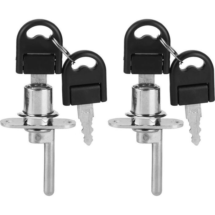 Lot de 2 serrures de meuble à tiroirs avec clés de sécurité pour bureau (tête de 19 mm argent)