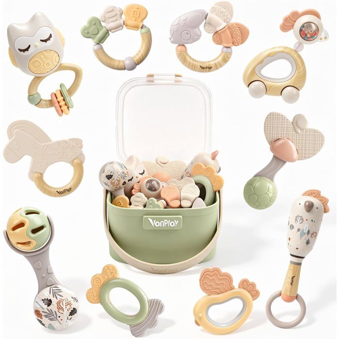 Jouet Dentition Bébé Bebe 0-3 Mois Cadeau Bebe Naissance Montessori Sensoriel Jouet Bebe 3 6 9 12 Mois (10 Pièces)