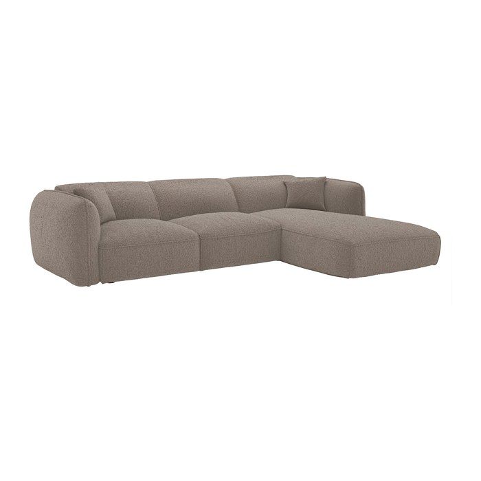 Canapé dangle droit convertible en tissu chenille taupe CAMILIO de Maison Céphy