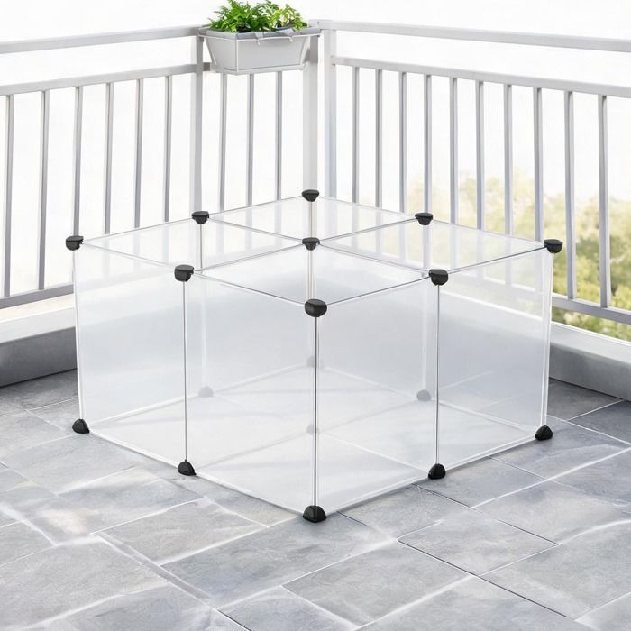 Parc modulable pour petits animaux 20 panneaux acier blanc 175 x 70 x 45 cm