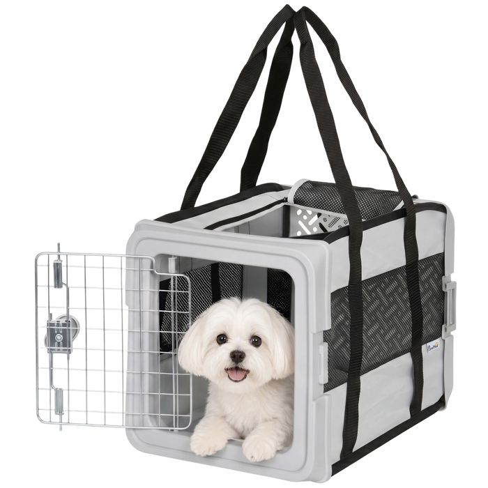 Sac de transport pour chat - PawHut - pliable jusquà 10 kg - tissu 300D - 49 5 x 34 x 35 5 cm - gris