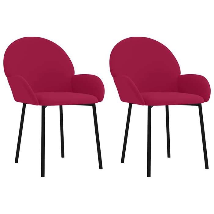 Mode Chaises à manger lot de 2 Rouge bordeaux Velours - Pour adulte ou enfant - Poids maximal: 110 kg/siège_14660