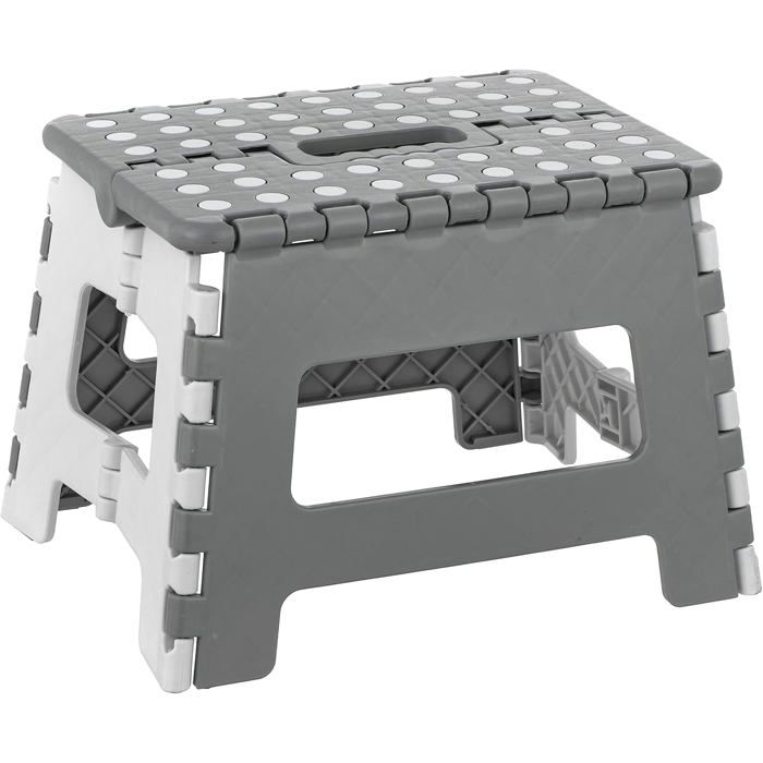 Baroni Home Tabouret Pliable en PVC Gris Clair Support 130 kg 29x22x22 cm Taille M