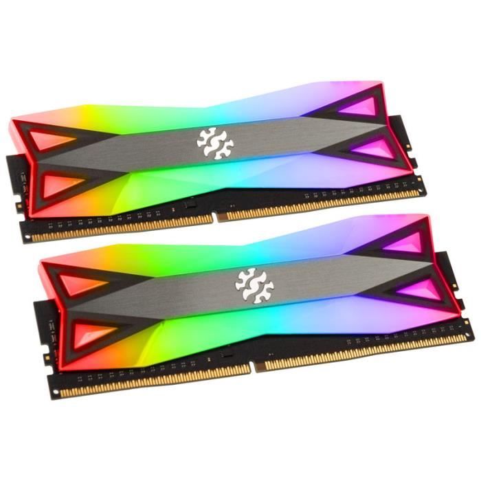 Top achat Memoire PC ADATA XPG Spectrix RGB D60G grau, DDR4-3000, CL16 - 16 GB Dual-K 0,000000 Noir pas cher