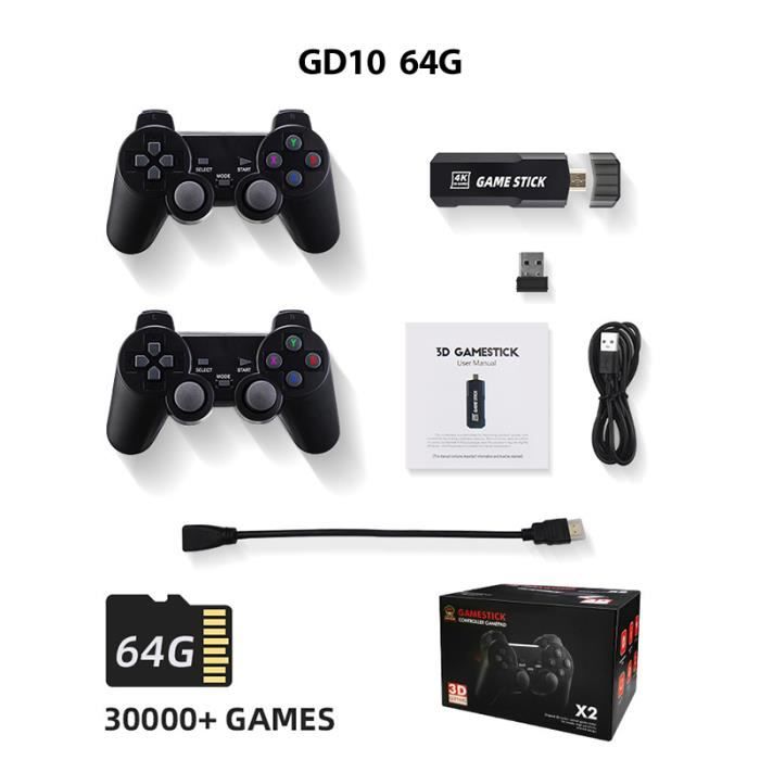 Console Rétro Plug & Play 4K HDMI – 35 500+ Jeux Classiques, 64 Go, 2 Manettes Sans Fil, Idéal Cadeau Nostalgique