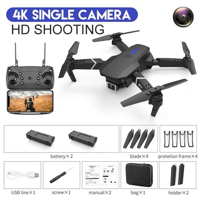 Noir-4K-1 C-2B - Drone E88 Pro Quadcopter 4k Hd Wifi Fpv, Caméra 1080p ...