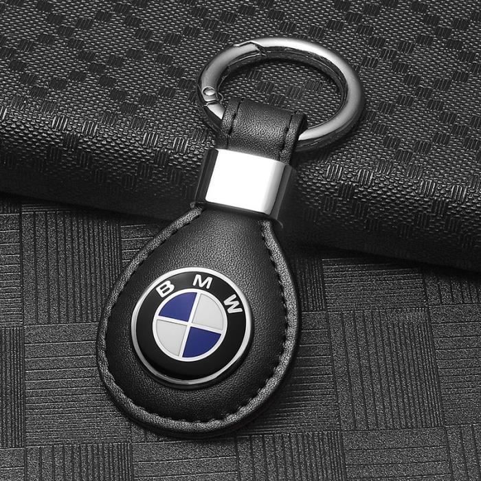 Cuir véritable- porte - clés de remplacement pour BMW Noir