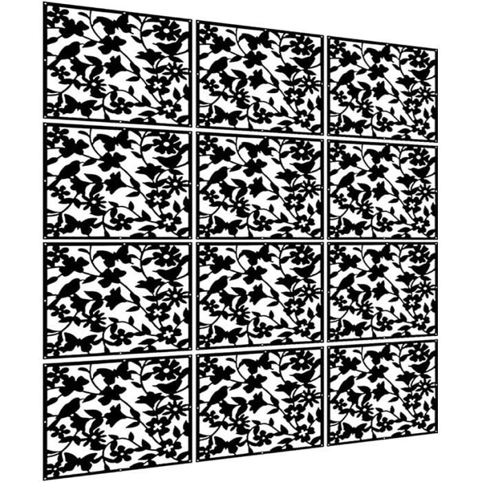 Paravents Muraux Papillons – Lot De 12 Panneaux Suspendus – Séparateur De Pièce, Décoration Chambre, Hôtel, Boutique – Noir