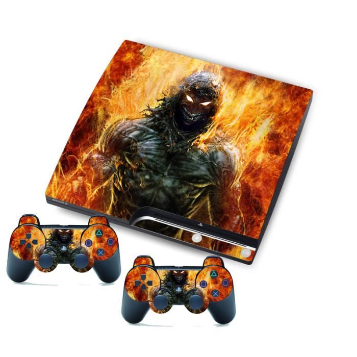 Fire Film Autocollant Peau Pour Ps3 Slim Playstation 3 Slim Console Et Contrôleur Prix Pas Cher Cdiscount