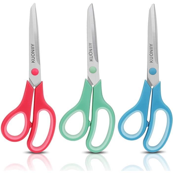 Ciseaux, 8 "Ciseaux Polyvalents En Vrac 3-Pack, Cisailles à Lame Ultra Tranchante, Poignées De Préhension Confort, Ciseaux Tranchants Robustes Pour Fournitures D'Artisanat De Bureau, à Droite / à Gauche
