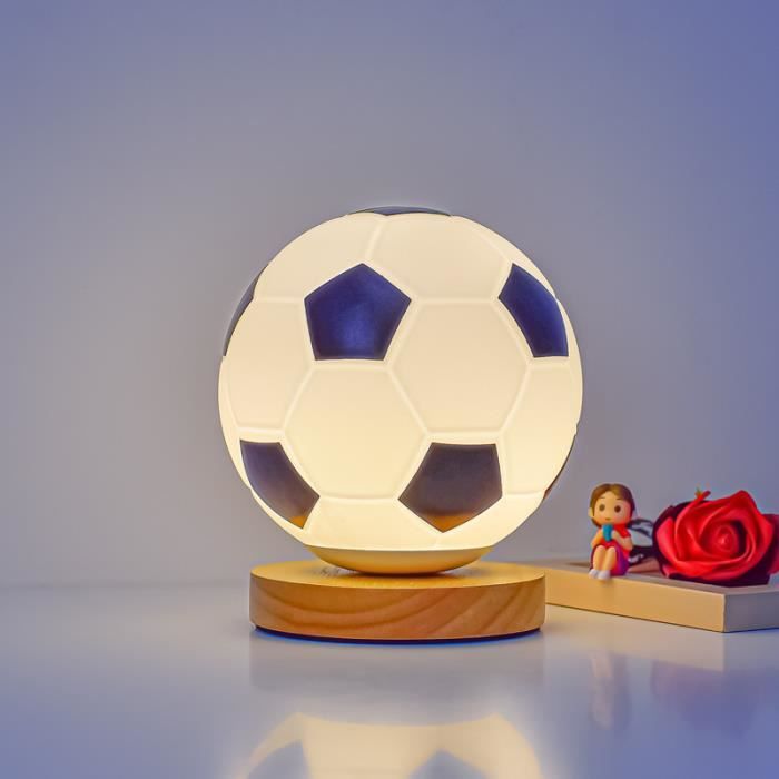 Veilleuse Football enfant en verre, lampe de nuit avec télécommande, Idéal  comme Cadeau pour enfant