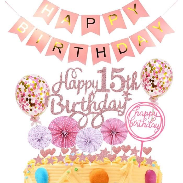 15PCS Happy Birthday Cake ToppersJoyeux Déco Gâteau Anniversaire pour  Décoration de Fête d'anniversaire Enfants Filles Garçon 292 - Cdiscount  Maison