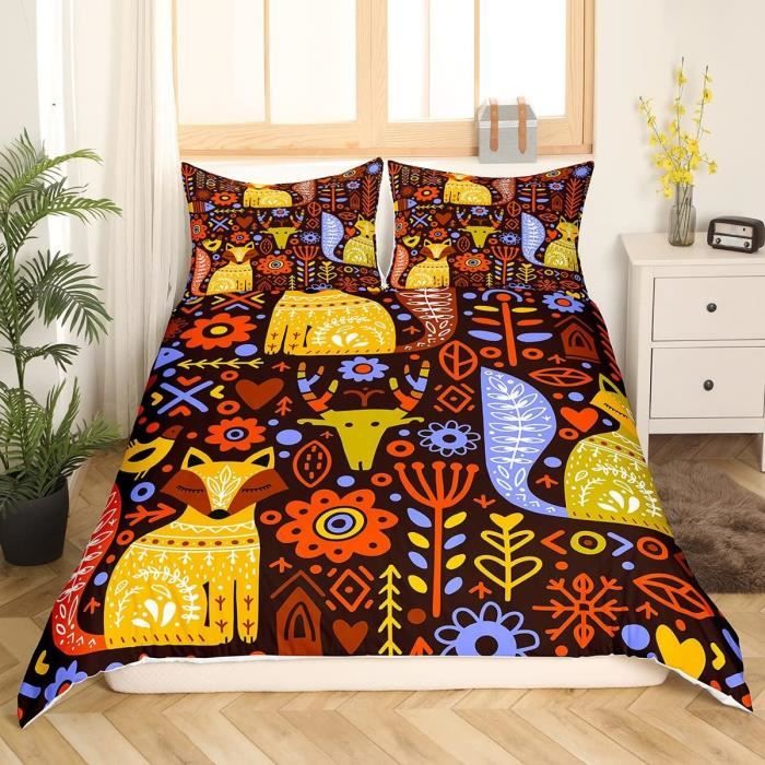 Parure De Lit 140x200cm Girafe Kawaii Dyjuaa – Housse De Couette + 2 Taies, Microfibre Douce, Fermeture éclair