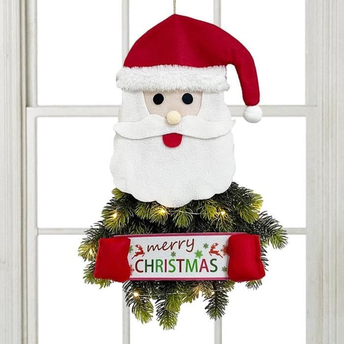 Déco lumineuse père noël avec pancarte 5 led h 70 cm