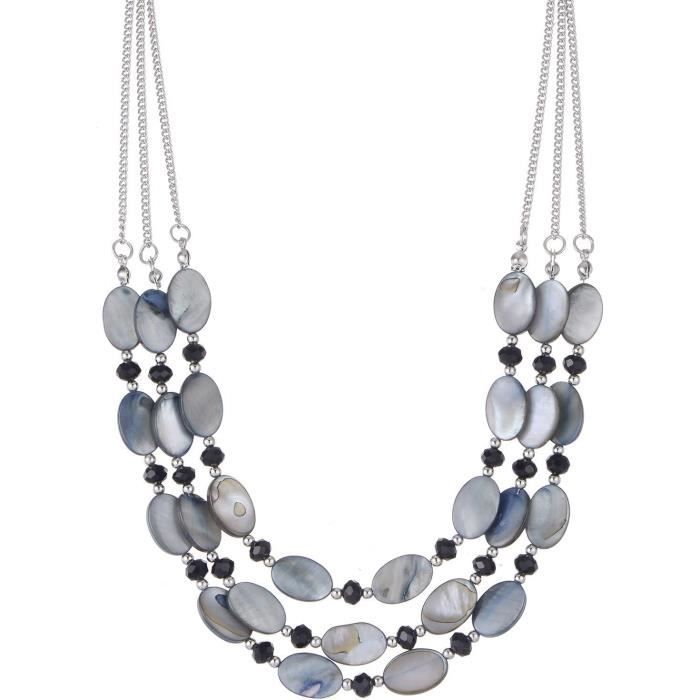 Collier Perles Argenté Unique - Cadeau Mode Pour Femme - Neuf Sans Emballage