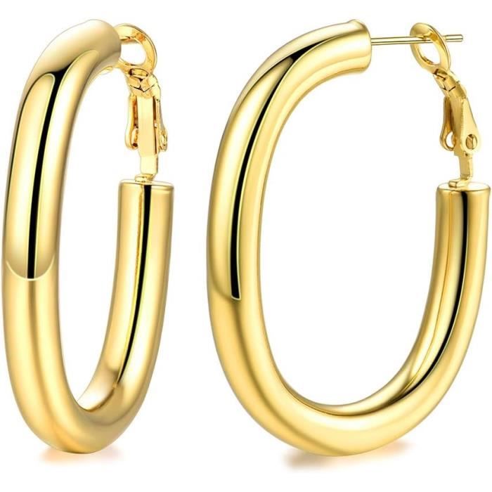 Boucles D'oreilles Créoles Plaqué Or Acier Inoxydable 25 Mm - Dormeuses - Neuves Avec étiquettes - Femme/enfant