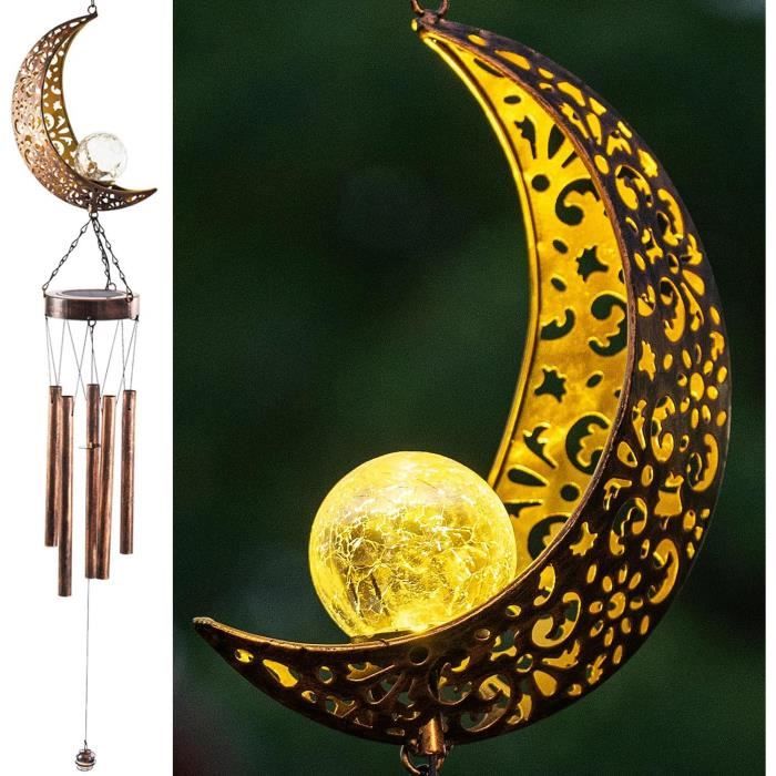 Carillon éolien Solaire En Forme De Cœur Avec Lumières LED - Décoration Extérieure Ou Intérieure Pour Jardin, Terrasse, Patio - 9