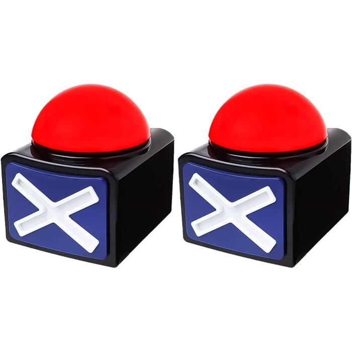 Pack De 2 Buzzers Lumineux Et Sonores – Jeux De Quiz, Concours, Classe, Soirées – Rouge – Fonctionne Sur 4 Piles AA (non Incluses) – ABS