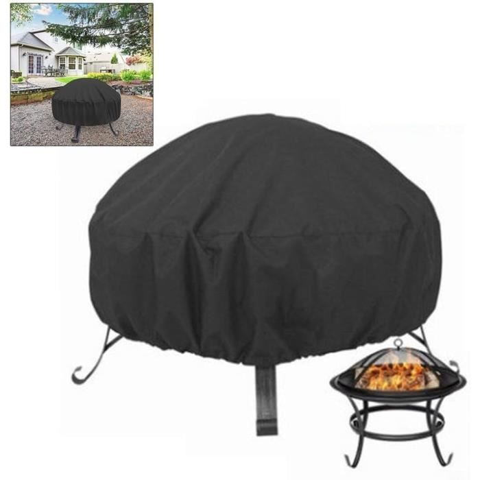 Housse De Protection étanche Pour Brasero Rond - Diamètre 61 Cm, Hauteur 68,6 Cm - Tissu Oxford 210D Résistant - Cordon De Serrage Intégré - Pour Terrasse, Jardin, Extérieur
