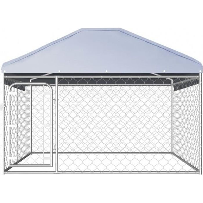 Niches et enclos pour chiens  Chenil exterieur avec toit pour chiens 200 x 200 x 135 cm