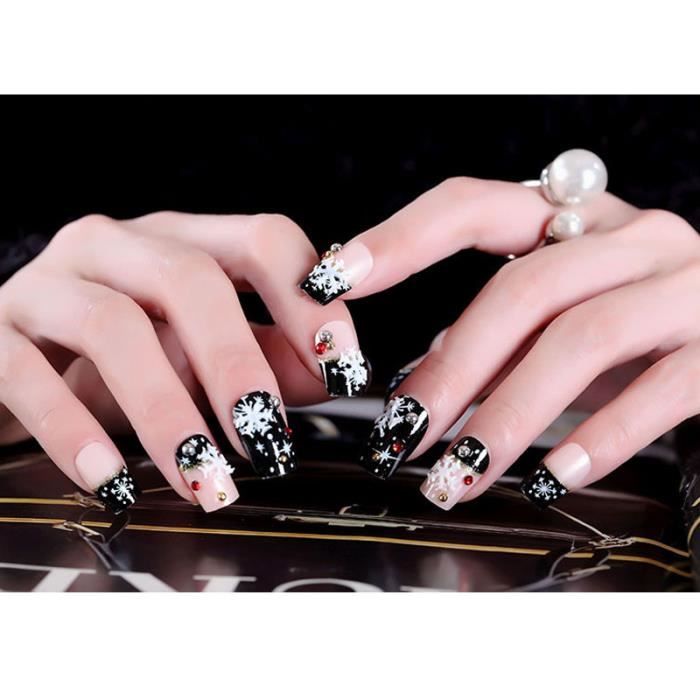 24pcs Faux Ongles Mariée Décorée Nail Art Colle Retour Al25