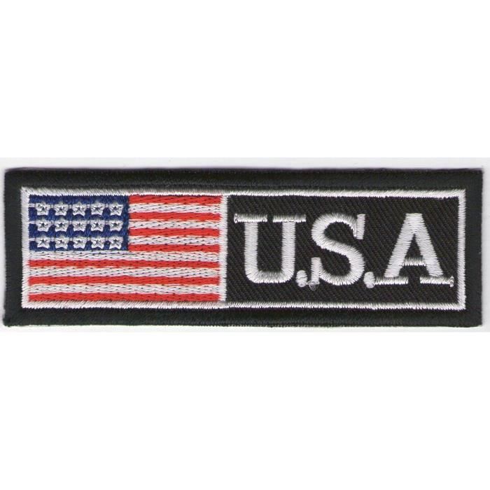 ECUSSON PATCHE PATCH THERMOCOLLANT DRAPEAU USA ETATS UNIS 8X5CM BORDURE BLANC